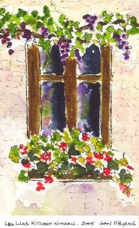 The Lilacs kitchen window Watercolor by Joan O'Byrne